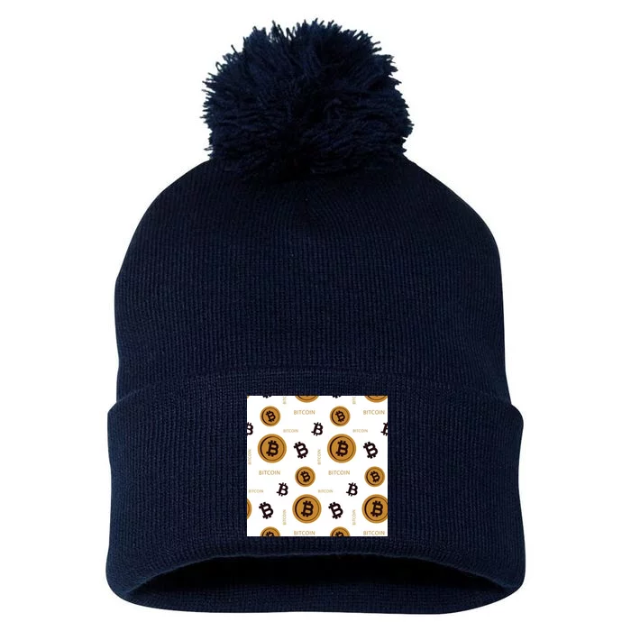 Bitcoin Cryptocurrency Money Pom Pom 12in Knit Beanie