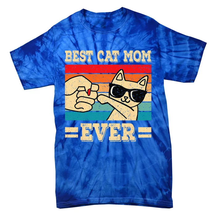 Best Cat Mom Ever Funny Cat Retro Vintage Cat Lover Women Tie-Dye T-Shirt