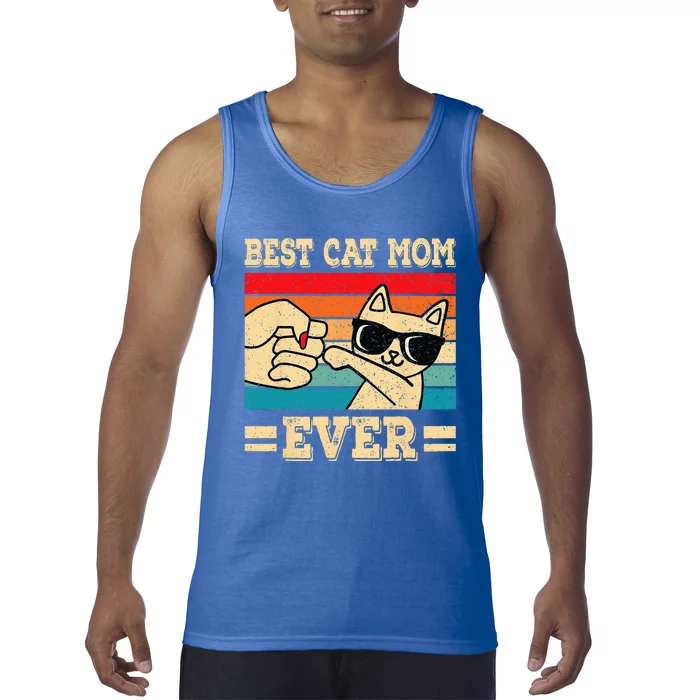 Best Cat Mom Ever Funny Cat Retro Vintage Cat Lover Women Tank Top