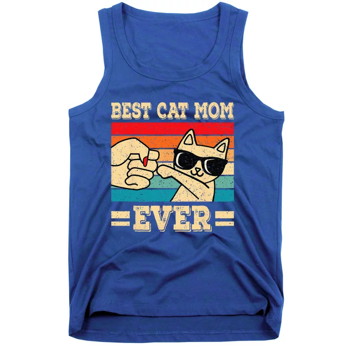 Best Cat Mom Ever Funny Cat Retro Vintage Cat Lover Women Tank Top