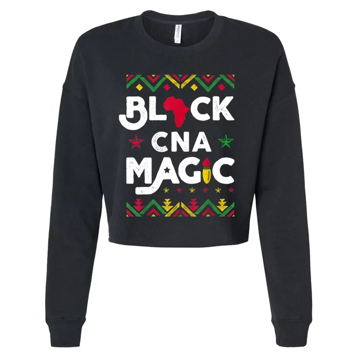 Black CNA Magic Black History Month Nurse Afro Scrubs Cropped Pullover Crew