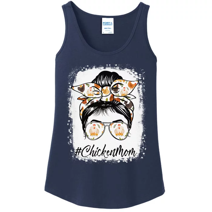 Bleached Chicken Mom Messy Bun Farmer Chicken Mother's Day Ladies Essential Tank