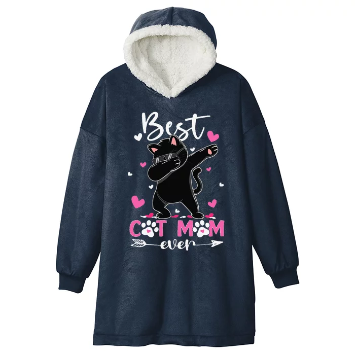 Best Cat Mom Ever Funny Dabbing Black Kitten Mothers Day Hooded Wearable Blanket