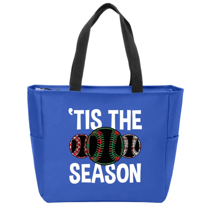 Baseball Christmas Merry Xmas Santa Claus Pitcher Catcher Gift Zip Tote Bag