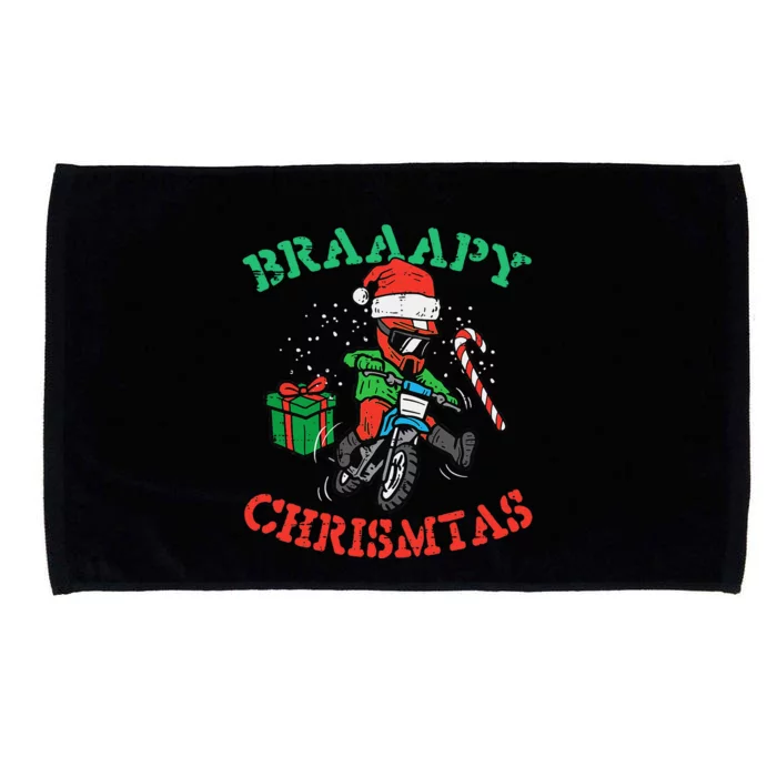 Braaapy Christmas Motocross Dirt Bike Biker Funny Microfiber Hand Towel