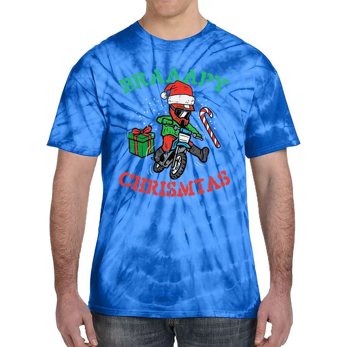 Braaapy Christmas Motocross Dirt Bike Biker Funny Tie-Dye T-Shirt