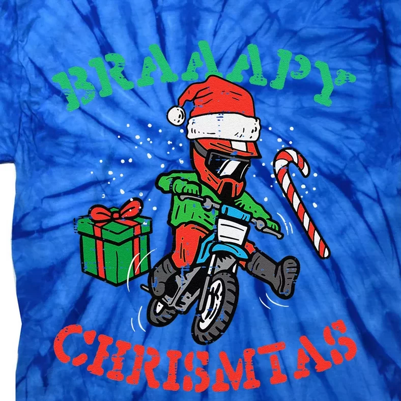 Braaapy Christmas Motocross Dirt Bike Biker Funny Tie-Dye T-Shirt