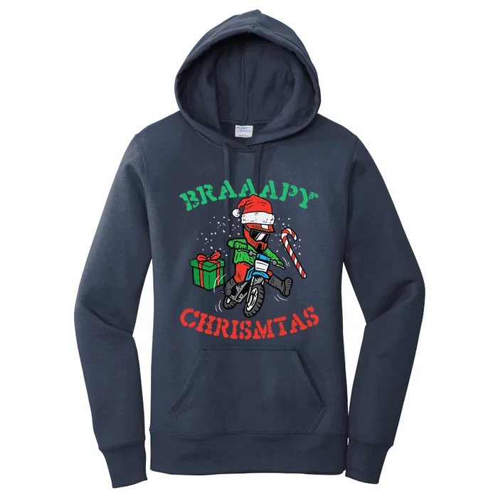 Braaapy Christmas Motocross Dirt Bike Biker Funny Women's Pullover Hoodie