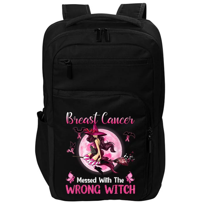 Breast Cancer Messed With The Wrong Pink Witch Hat Halloween Impact Tech Backpack