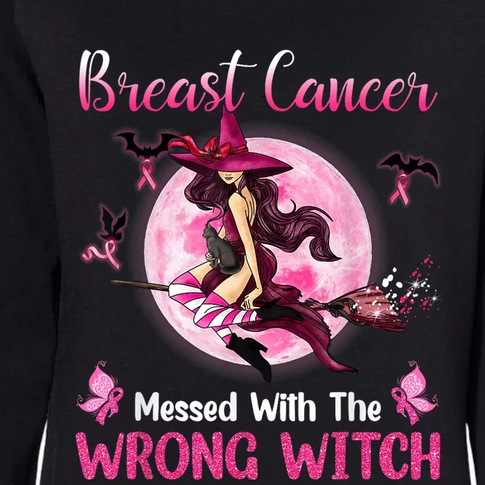 Breast Cancer Messed With The Wrong Pink Witch Hat Halloween Womens California Wash Sweatshirt