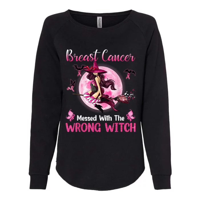 Breast Cancer Messed With The Wrong Pink Witch Hat Halloween Womens California Wash Sweatshirt