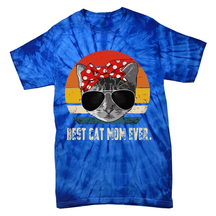 Best Cat Mom Ever Vintage Retro Cat Mommy Cat Mother Tie-Dye T-Shirt