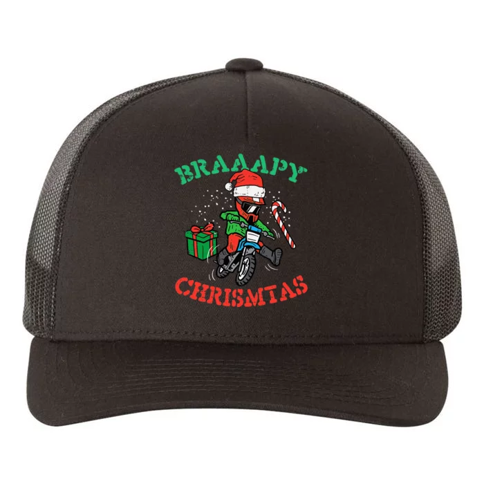 Braaapy Christmas Motocross Dirt Bike Biker Yupoong Adult 5-Panel Trucker Hat