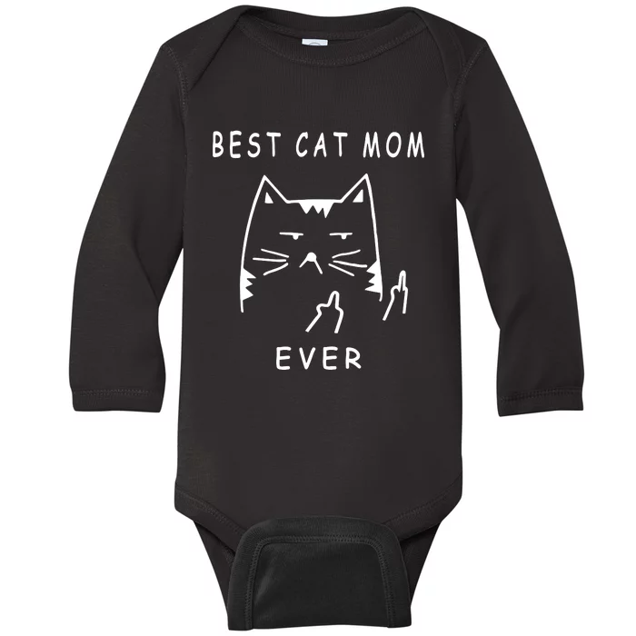 Best Cat Mom Happy Mother Day Kitten Mama Gift Baby Long Sleeve Bodysuit