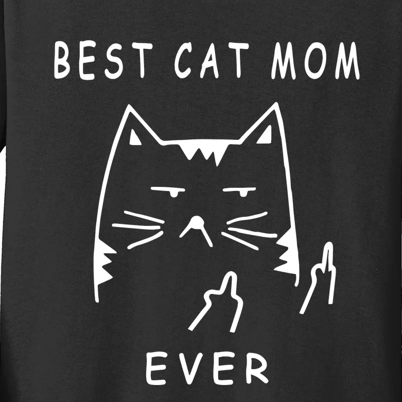 Best Cat Mom Happy Mother Day Kitten Mama Gift Kids Long Sleeve Shirt