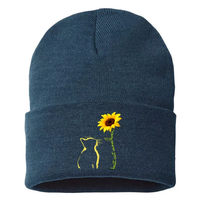 Best Cat Mom Ever Sunflower Mothers Day Gifts For Cat Lover Sustainable Knit Beanie