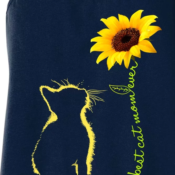 Best Cat Mom Ever Sunflower Mothers Day Gifts For Cat Lover Women's Racerback Tank