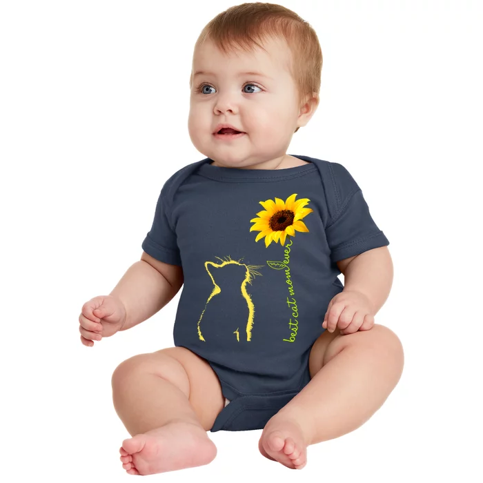 Best Cat Mom Ever Sunflower Mothers Day Gifts For Cat Lover Baby Bodysuit