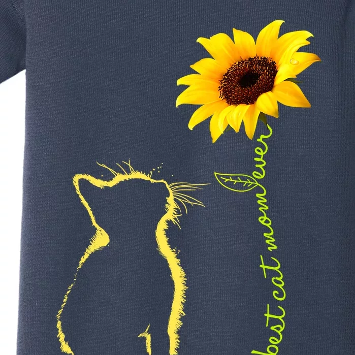 Best Cat Mom Ever Sunflower Mothers Day Gifts For Cat Lover Baby Bodysuit