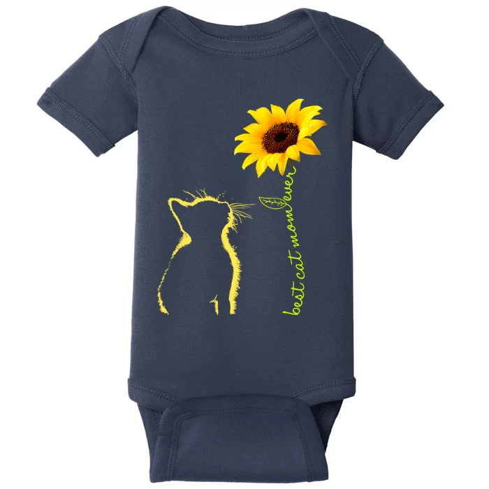 Best Cat Mom Ever Sunflower Mothers Day Gifts For Cat Lover Baby Bodysuit