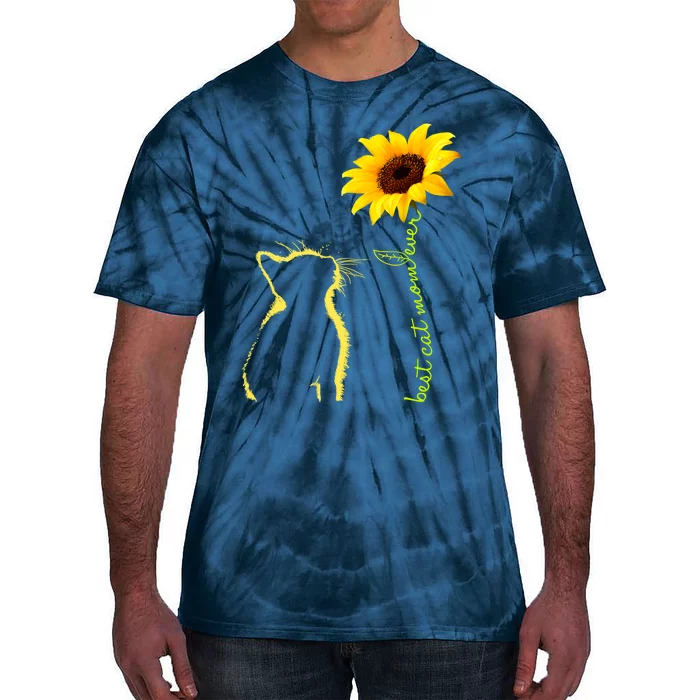 Best Cat Mom Ever Sunflower Mothers Day Gifts For Cat Lover Tie-Dye T-Shirt