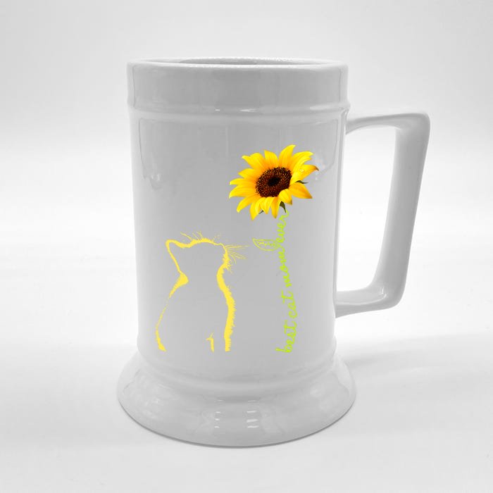 Best Cat Mom Ever Sunflower Mothers Day Gifts For Cat Lover Front & Back Beer Stein