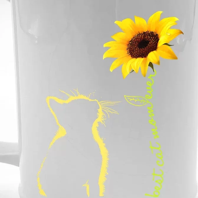 Best Cat Mom Ever Sunflower Mothers Day Gifts For Cat Lover Front & Back Beer Stein