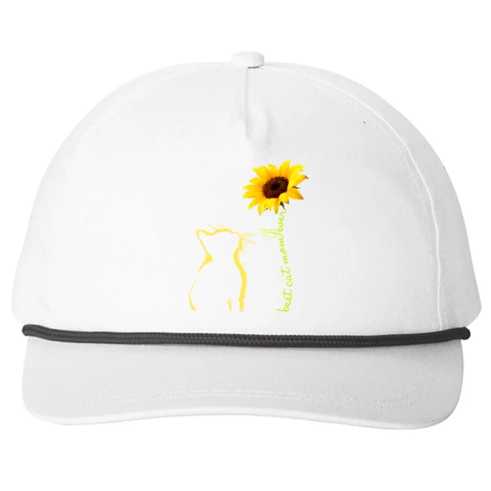 Best Cat Mom Ever Sunflower Mothers Day Gifts For Cat Lover Snapback Five-Panel Rope Hat