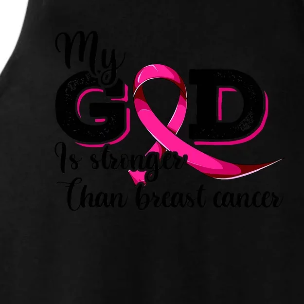 Breast Cancer My God Is Stronger Than Breast Cancer Ladies Tri-Blend Wicking Tank