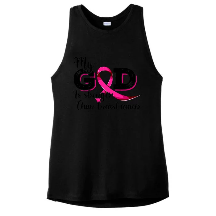 Breast Cancer My God Is Stronger Than Breast Cancer Ladies Tri-Blend Wicking Tank