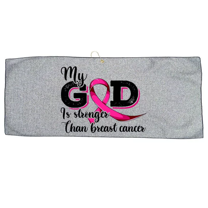 Breast Cancer My God Is Stronger Than Breast Cancer Large Microfiber Waffle Golf Towel