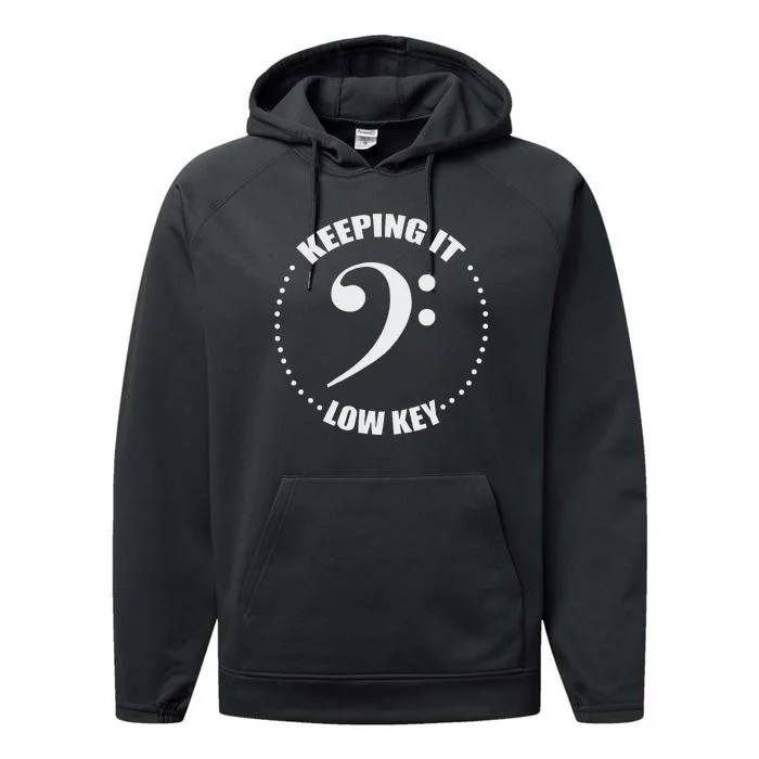 Bass Clef Music Keeping It Low Key Musician Humor Performance Fleece Hoodie