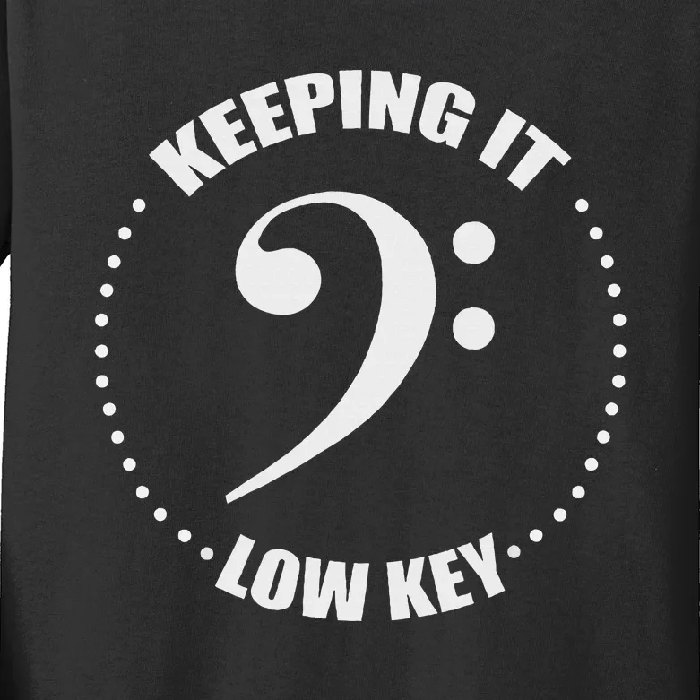 Bass Clef Music Keeping It Low Key Musician Humor Kids Long Sleeve Shirt