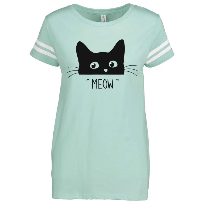 Black Cat Meow Cat Meow Kitty Funny Cats Kitty Enza Ladies Jersey Football T-Shirt