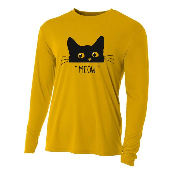 Black Cat Meow Cat Meow Kitty Funny Cats Kitty Cooling Performance Long Sleeve Crew