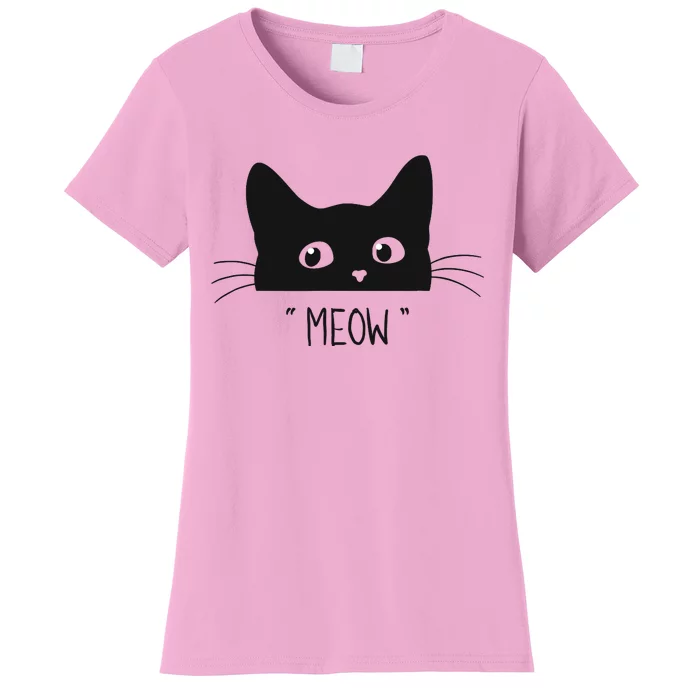 Black Cat Meow Cat Meow Kitty Funny Cats Kitty Women's T-Shirt