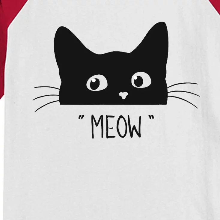 Black Cat Meow Cat Meow Kitty Funny Cats Kitty Kids Colorblock Raglan Jersey