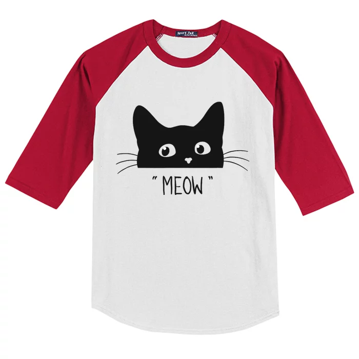 Black Cat Meow Cat Meow Kitty Funny Cats Kitty Kids Colorblock Raglan Jersey