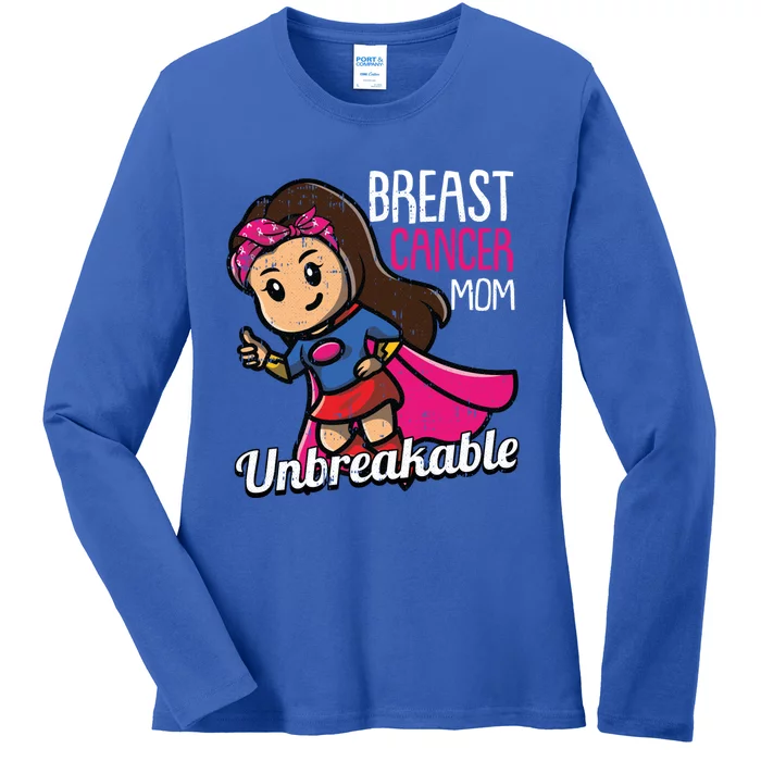 Breast Cancer Mom Unbreakable Awareness Fighter Warrior Gift Ladies Long Sleeve Shirt