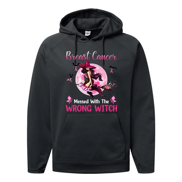 Breast Cancer Messed With The Wrong Pink Witch Hat Halloween Performance Fleece Hoodie