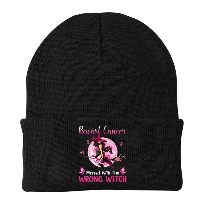 Breast Cancer Messed With The Wrong Pink Witch Hat Halloween Knit Cap Winter Beanie