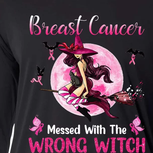 Breast Cancer Messed With The Wrong Pink Witch Hat Halloween Cooling Performance Long Sleeve Crew