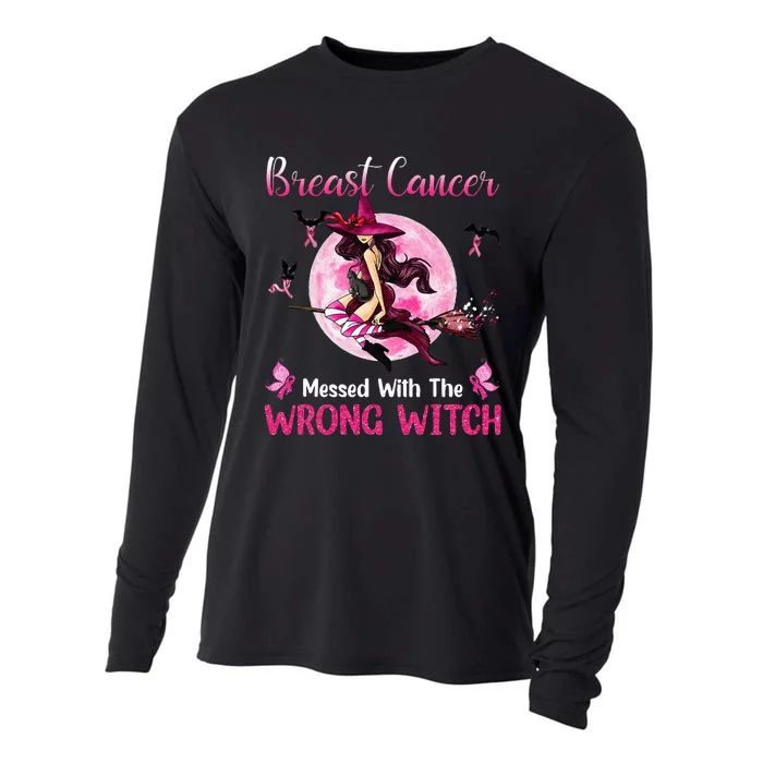 Breast Cancer Messed With The Wrong Pink Witch Hat Halloween Cooling Performance Long Sleeve Crew