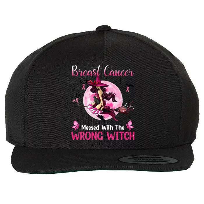 Breast Cancer Messed With The Wrong Pink Witch Hat Halloween Wool Snapback Cap