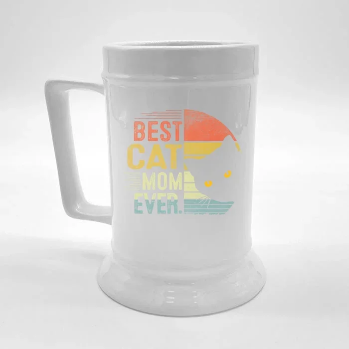 Best Cat Mom Ever Cute Mother's Day Cat Lovers Cat Mommy Great Gift Front & Back Beer Stein