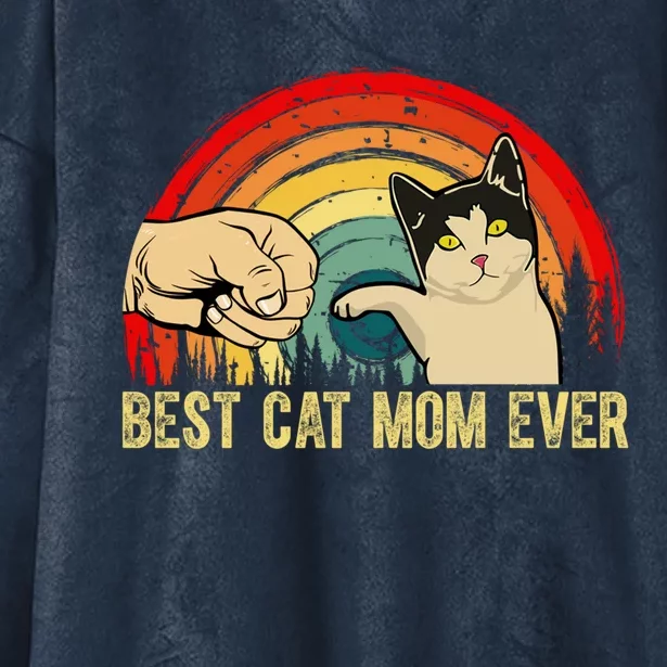 Best Cat Mom Ever Funny Pet Cat Lover Mother's Day Funny Gift Hooded Wearable Blanket