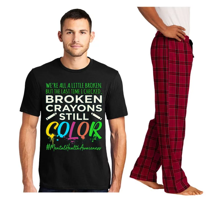 Broken Crayons Mental Health Awareness Supporter Graphic Pajama Set