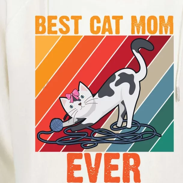 Best Cat Mom Ever Gift Womens Funnel Neck Pullover Hood