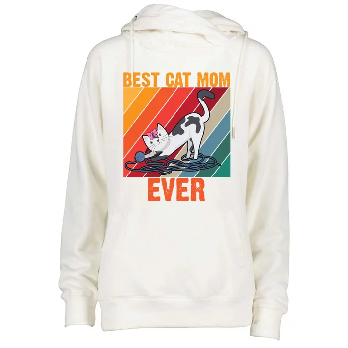 Best Cat Mom Ever Gift Womens Funnel Neck Pullover Hood