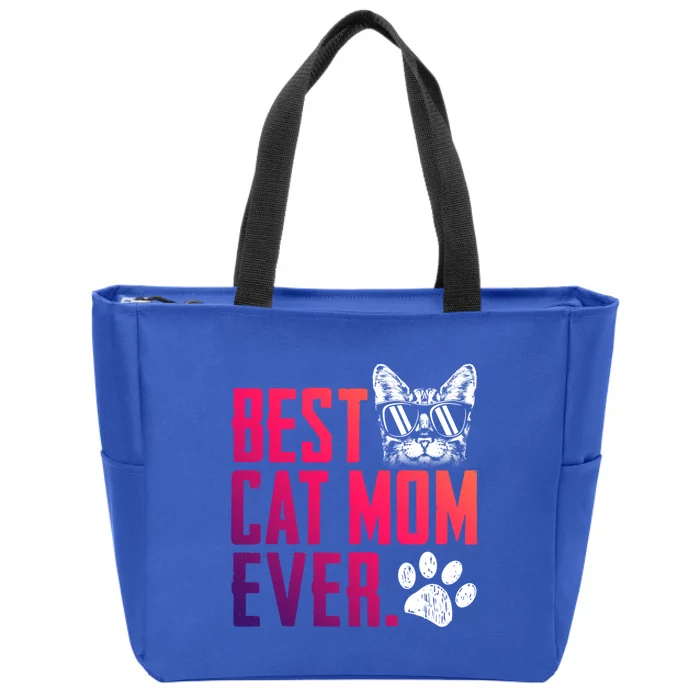 Best Cat Mom Ever Vintage Cute Cat Mommy Mother's Day Gift Zip Tote Bag